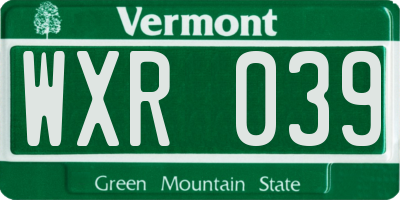 VT license plate WXR039