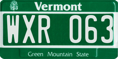 VT license plate WXR063