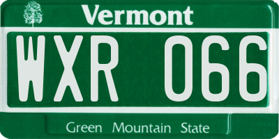 VT license plate WXR066