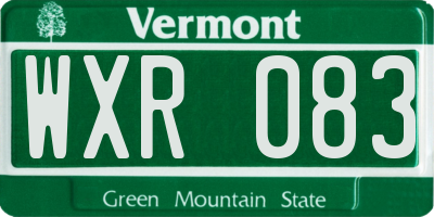 VT license plate WXR083