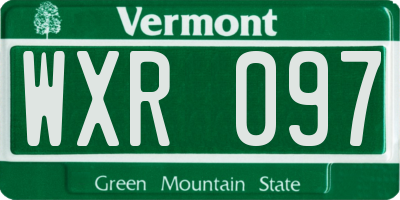 VT license plate WXR097