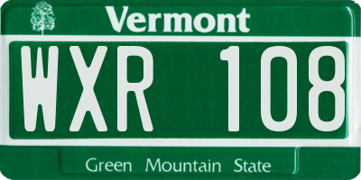 VT license plate WXR108
