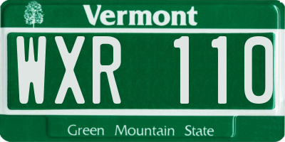 VT license plate WXR110