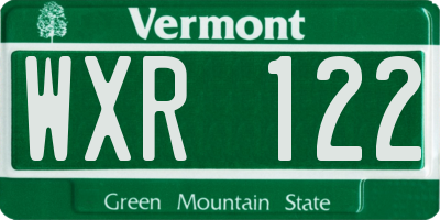 VT license plate WXR122