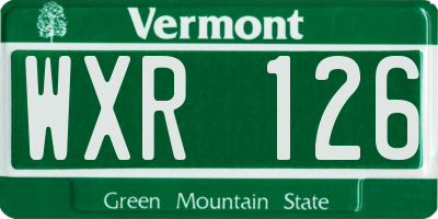 VT license plate WXR126
