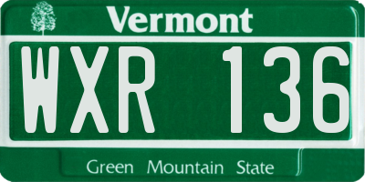 VT license plate WXR136