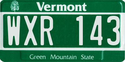 VT license plate WXR143