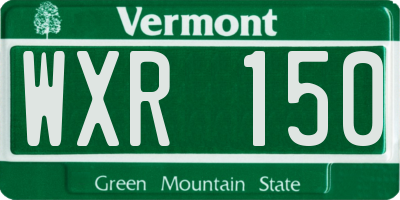 VT license plate WXR150
