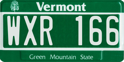 VT license plate WXR166