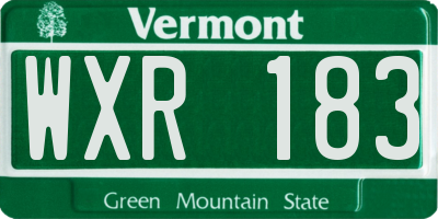 VT license plate WXR183