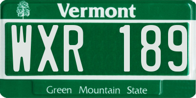 VT license plate WXR189