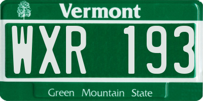VT license plate WXR193