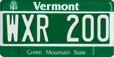 VT license plate WXR200