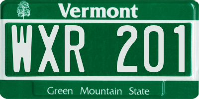 VT license plate WXR201