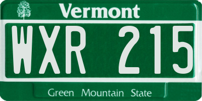 VT license plate WXR215
