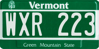 VT license plate WXR223