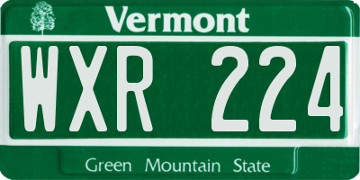 VT license plate WXR224