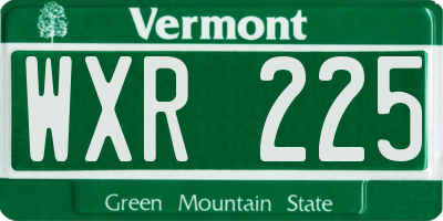 VT license plate WXR225