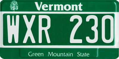 VT license plate WXR230