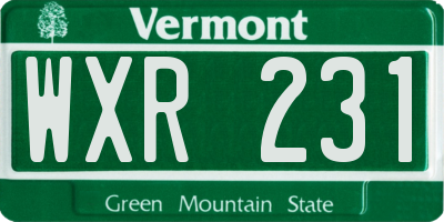 VT license plate WXR231