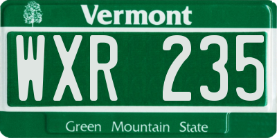 VT license plate WXR235