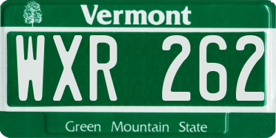 VT license plate WXR262