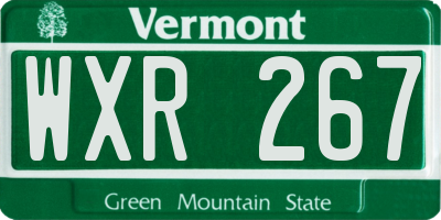 VT license plate WXR267