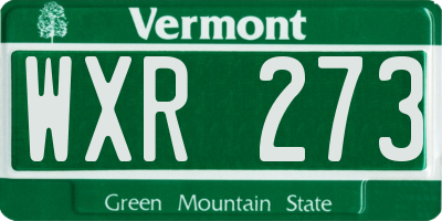 VT license plate WXR273