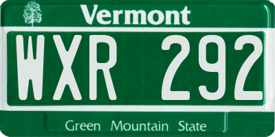 VT license plate WXR292