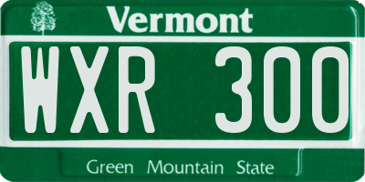 VT license plate WXR300
