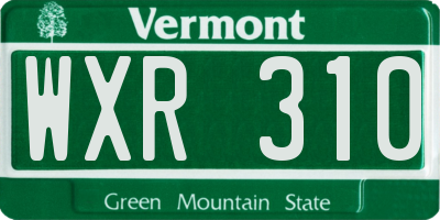 VT license plate WXR310