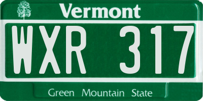 VT license plate WXR317