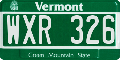 VT license plate WXR326
