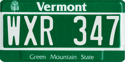 VT license plate WXR347