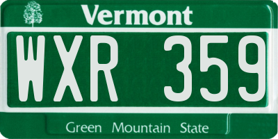 VT license plate WXR359