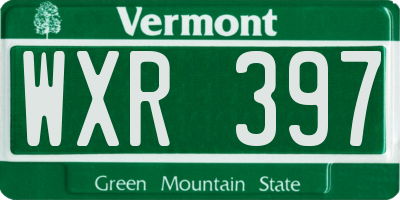 VT license plate WXR397
