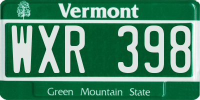 VT license plate WXR398