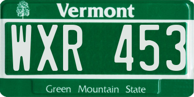 VT license plate WXR453