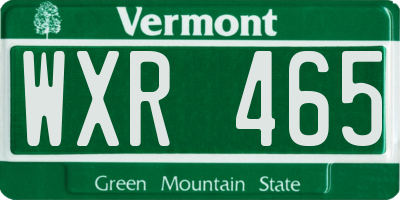 VT license plate WXR465