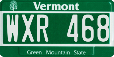 VT license plate WXR468