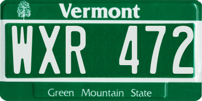VT license plate WXR472