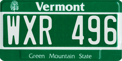 VT license plate WXR496