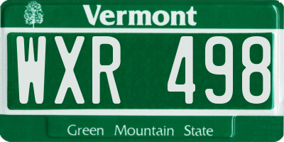 VT license plate WXR498
