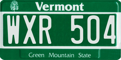 VT license plate WXR504