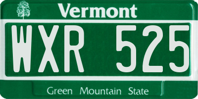 VT license plate WXR525