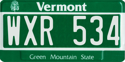 VT license plate WXR534