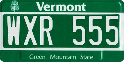 VT license plate WXR555