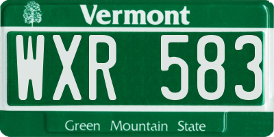 VT license plate WXR583