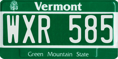 VT license plate WXR585
