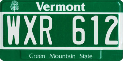 VT license plate WXR612
